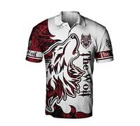 Hommes Viking Wolf 3D Imprimé T Shirt Col Polo Manches Courtes T-Shirt Décontracté Revers Cou Tee Streetwear