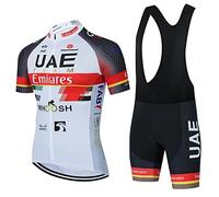 Hommes World Tour Team Maillot Cyclisme Ensemble, Pro Été Vetement VTT, avec 3D Gel Coussin Solide, Léger Respirant Séchage Tee Shirt Cuissarde, Cycliste Été Vélo (Rouge C,M)