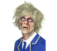 Hommes Zombie Perruque Court & en Bataille Gris Effrayant Halloween Déguisements