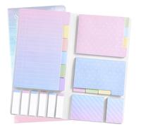 Hommie Lot de blocs de notes auto-adhésives avec intercalaires colorés 60 lignes, 48 points (3,7 x 6), 48 vierges (3 x 3,7), 48 par rectangulaire, 25 par couleur PET