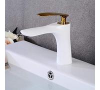 HommomH Robinets de lavabo Blancs et Dorés Robinet de Salle de Bain Mitigeur de Lavabo À Monocommande Robinet pour Eau Chaude et Froide