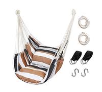 Hommtina Chaise hamac en corde à suspendre, max 136,1 kg avec poche et durabilité, parfaite pour l'extérieur, la maison, la chambre, la terrasse, la cour (oreillers non inclus, kaki)