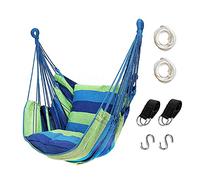 Hommtina Chaise hamac à suspendre en corde, max 136 kg avec poche et durabilité, parfaite pour l'extérieur, la maison, la chambre, la terrasse, la cour (oreillers non inclus, vert)
