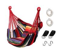 Hommtina Hamac à suspendre en corde, 136 kg maximum avec poche et durabilité, parfait pour l'extérieur, la maison, la chambre, la terrasse, la cour (oreillers non inclus, coloré)