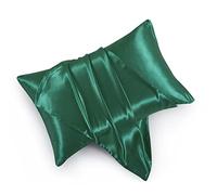 HommxJF Lot de 2 Coussins Lit Taies d'Oreiller en Satin avec Fermeture Éclair (50,8 x 76,2 cm), Taie d'Oreiller en Soie Vert Noirâtre pour les Cheveux et la Peau