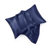 HommxJF Lot de 2 taies d'oreiller en satin bleu marine King Size avec fermeture enveloppe Taie d'oreiller en soie bleu marine pour cheveux et p
