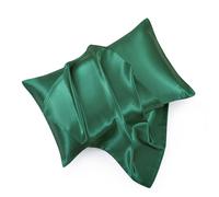 HommxJF Lot de 2 taies d'oreiller en satin King Size avec fermeture enveloppe Taie d'oreiller en soie vert noir tre pour cheveux et peau (20x36)