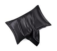 HommxJF Lot de 2 taies d'oreiller en satin noir avec fermeture à enveloppe, taie d'oreiller en soie noire pour les cheveux et la peau (50,8 x 66 cm)