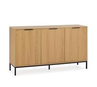 HOMN LIVING Buffet Auri 3 Portes, Couleur Chêne, 140 cm (Largeur) 40 cm (Profondeur) 80 cm (Hauteur)