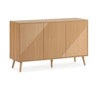 HOMN LIVING Buffet Telmo 3 Portes Effet Chêne, 120 cm (Largeur) 40 cm (Profondeur) 76 cm (Hauteur)