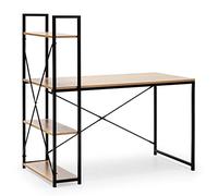 HOMN LIVING Bureau Lidia Noir, 3 étagères, Style Industriel, 120 cm Longueur