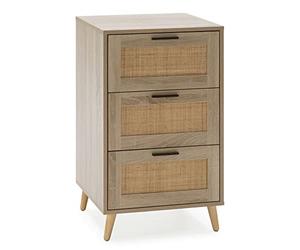 HOMN LIVING Chiffonnier Nuit Dalia 4 tiroirs Couleur chêne, 80 cm Longueur