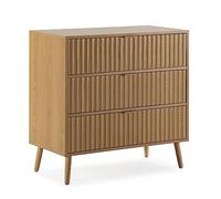 HOMN LIVING Commode de Nuit Lluvia 3 tiroirs Coloris chêne, Guides métal, 80 cm (Largeur) 40 cm (Profondeur) 80 cm (Hauteur)