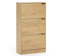 HOMN LIVING Meuble à Chaussures Angel avec 3 Portes, Couleur chêne Clair, Meuble d'appoint, 63 cm (Largeur) 24 cm (Profondeur) 115 cm (Hauteur)