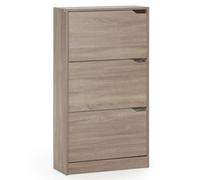 HOMN LIVING Meuble à Chaussures Ángel avec 3 Portes, Couleur chêne, Meuble d'appoint, 63 cm (Largeur) 24 cm (Profondeur) 115 cm (Hauteur)