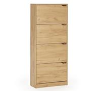 HOMN LIVING Meuble à Chaussures Ángel avec 4 Portes, Couleur chêne Clair, Meuble d'appoint, 63 cm (Largeur) 24 cm (Profondeur) 150 cm (Hauteur)