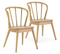 HOMN LIVING Pack 2 Chaises Brisa, Couleur Chêne, Bois Massif, 47 cm (Largeur) 59 cm (Profondeur) 83 cm (Hauteur)