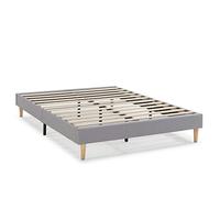 HOMN LIVING Sommier tapissier Aura 140x200 cm Gris Clair, Hauteur 30 cm