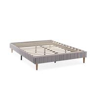 HOMN LIVING Sommier tapissier Eris 160x200 cm Gris Clair, Hauteur 30 cm