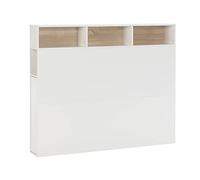 HOMN LIVING Tête de lit Zeus 145 cm avec Rangement Blanc, 2 Portes 9 Trous