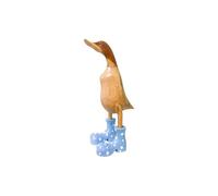 HOMNECESS Décoration de Jardin Figurine de Canard fabriquée en Bois avec des Bottes Caoutchouc tachetées, Statues Debout Amusantes, résine décorative extérieure(Yellow,5.9Inch)