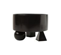 HOMNECESS Pots de Fleurs Jardinière en céramique Noire avec Pieds sphériques et Coniques, Pot de Fleurs au Design Unique Intérieur/Extérieur