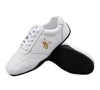 Homnova Chaussures De Tai Chi, Respirant Cuir Antidérapant Chaussures De Taekwondo, Sports Arts Martiaux Sneaker Unisexe Tai Chi Chaussures for Enfants Adultes,Blanc,45EU