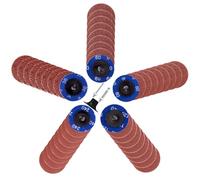 HOMO FABER Lot de 46 disques abrasifs de 5,1 cm avec support de disque de 6,35 mm, grain 36/60/80/120/240 pour bande de surface, meulage, polissage, finition de bavure, retrait de la rouille et de la