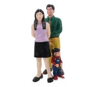 HOMOBABE 1 Ensemble Figurines de Famille Miniatures Réalistes Ensemble de Personnages Papa Maman Fille pour Maison de Poupées et Table de Sable Décoration Accueillante et Polyvalente