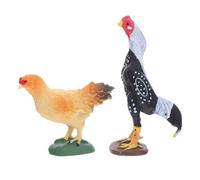 HOMOBABE 2 Pièces Figurines de Poulets Simulés Modèles Miniatures Réalistes de Coq et Poule pour Jeu Éducatif Garçon Fille Décor Micro Paysage de Ferme Jouets Dapprentissage Colorés et