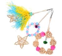 HOMOBABE 3pièces Jouets à Mâcher Rotin pour Oiseaux Balles Suspendues Colorées pour Perroquets Et Perruches Stimule Enthousiasme Et Préserve Intérêt des Oiseaux