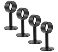 HOMOBABE 4pièces Support de Tringle Rideaux Plafond Acier Inoxydable Noir Montage Flasque Rond pour Tringle Plafond ou Mur Facile à Installer et Stable