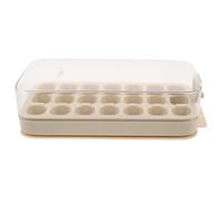 HOMOBABE Bac à Glaçons Beige 21 Cases en Pp avec Couvercle, Grosse Capacité et Fabrication Rapide de Glace, pour Voyage et Usage Domestique