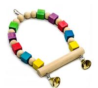 HOMOBABE Balancoire pour Oiseaux Bois avec Clochettes Jouet Suspendu pour Perroquets Support pour Cage Et Jardin pour Éveiller Intérêt des Oiseaux