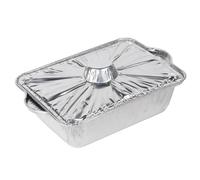 HOMOBABE Barquette Alimentaire Jetable en Aluminium 2500ml Résistante Haute Température avec Couvercle, pour Cuisson Indoor et Barbecue en Plein Air