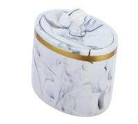 HOMOBABE Boîte à -tiges Motif Marbre avec Couvercle Rangement Compact pour Coton Cure-Dents Organisateur pour Salle de Bain et Maquillage Capacité Noir Encre