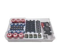 HOMOBABE Boîtier de Rangement Blanc en Abs Testeur de Batterie Intégré et Grosse Capacité pour Piles, Détecteur de Tension pour Usage en Magasin