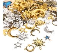 HOMOBABE Breloques en Alliage pour Création de Bijoux 3 Packs 159 Pièces Étoiles Lune Soleil Design Varié Matériau Alliage DIY Artisanat Facile