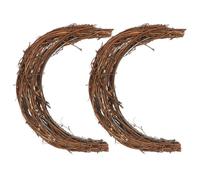 HOMOBABE Couronne en Rotin Naturel de Lune 20 Cm, Lot de 2 Pièces pour Décoration Murale DIY, Anneaux Artisanaux pour Guirlande de Noël et Fête, Matériaux pour Vannerie Créative