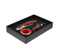 HOMOBABE Ensemble Ouvre-Bouteille à Vin Rouge 3 Pièces en Bois Rouge Verseur Anti-Gouttes et Collier pour Bar à Vin Cuisine Coffret Présent Fonctionnel