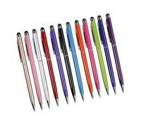HOMOBABE Lot de 12 Stylo à Bille Stylet Tactile Capacitif en Aluminium, Fin et Pratique, pour Tablette et Dessin à L'école Couleur Aléatoire