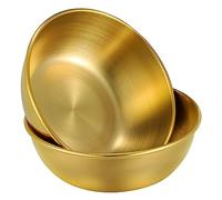 HOMOBABE Lot De 2 Assiettes à Sauce Rondes Inoxydables Dorées, Petites Assiettes En Acier Inox, Usage Apéritif Et Dessert, Vaisselle La Cuisine Pour Maison, Fête Et Restaurant