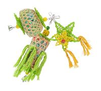 HOMOBABE Lot de 3 Jouets Colorés à Suspendre pour Perroquets Jouets à Mordre en Fibres Naturelles Accessoires pour Cages à Oiseaux pour Perruches et Calopsittes