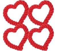 HOMOBABE Lot de 4 Jouets à Mâcher pour Chien en Coton Rouge de Cœur, Interactif pour Animaux, Aide à Distraire et Prévenir L'ennui Couleur Aléatoire