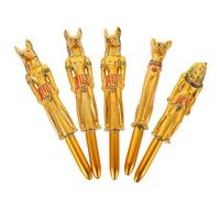 HOMOBABE Lot de 5 Stylos à Bille Égyptiens en Plastique Doré, Forme Créative de Pharaon, Multifonctionnels et Pratiques pour École et Magasin Plusieurs styles