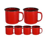 HOMOBABE Lot de 6 Gobelets à Eau Émaillés Vintage Rouge 6 Cm en Émail Résistant la Chaleur Multifonctionnel Facile à Ranger pour Hôtel et Restaurant Couleur Aléatoire