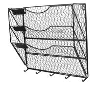 HOMOBABE Panier Mural Suspendu en Métal Filaire à Plusieurs Niveaux, Support de Rangement Mural Multifonction pour Magazines, Dossiers et Courriers, Organisateur de Bureau Compact et Gain