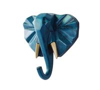 HOMOBABE Patère Éléphant en Résine Bleu Vintage, Crochet Mural Décoratif pour Manteaux et Chapeaux, Cintres de Rangement Mural Polyvalents Maison, Installation sans Perçage, Chambre Salon