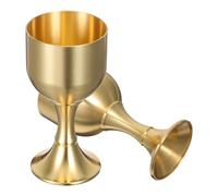 HOMOBABE Petit Calice en Laiton Doré 2 Pièces Prise Confortable, Style Vintage Élégant pour Moments de Toasts et Rituels Religieux