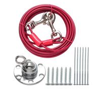 HOMOBABE Piquet D’Attache Pivotant 360° en Acier Inoxydable Boule Rotative, Corde Métallique de 3 Mètres, Ancrage Antirouille pour Chien Moyen et Grand, Fixation Extérieure Robuste